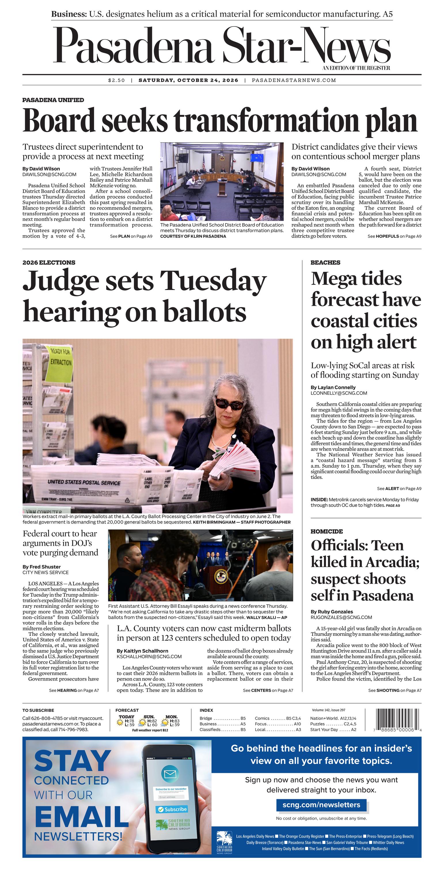 Front Appage Pasadena Star-News Front Page