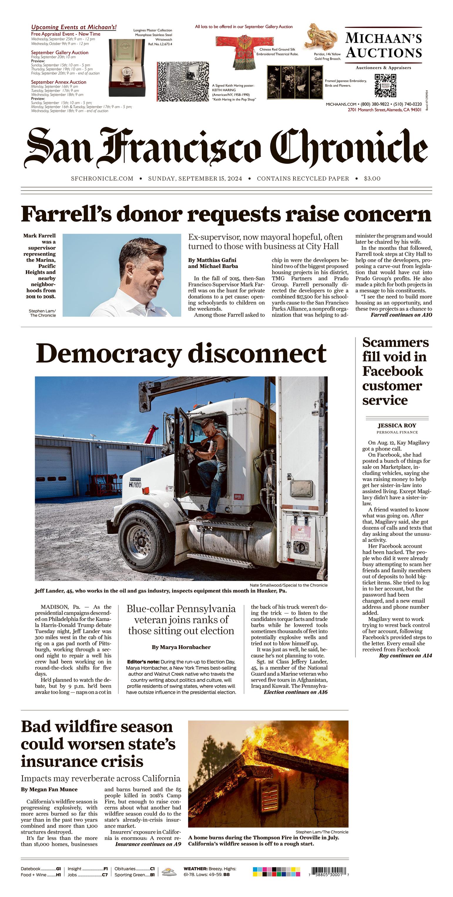 San Francisco Chronicle Front Page