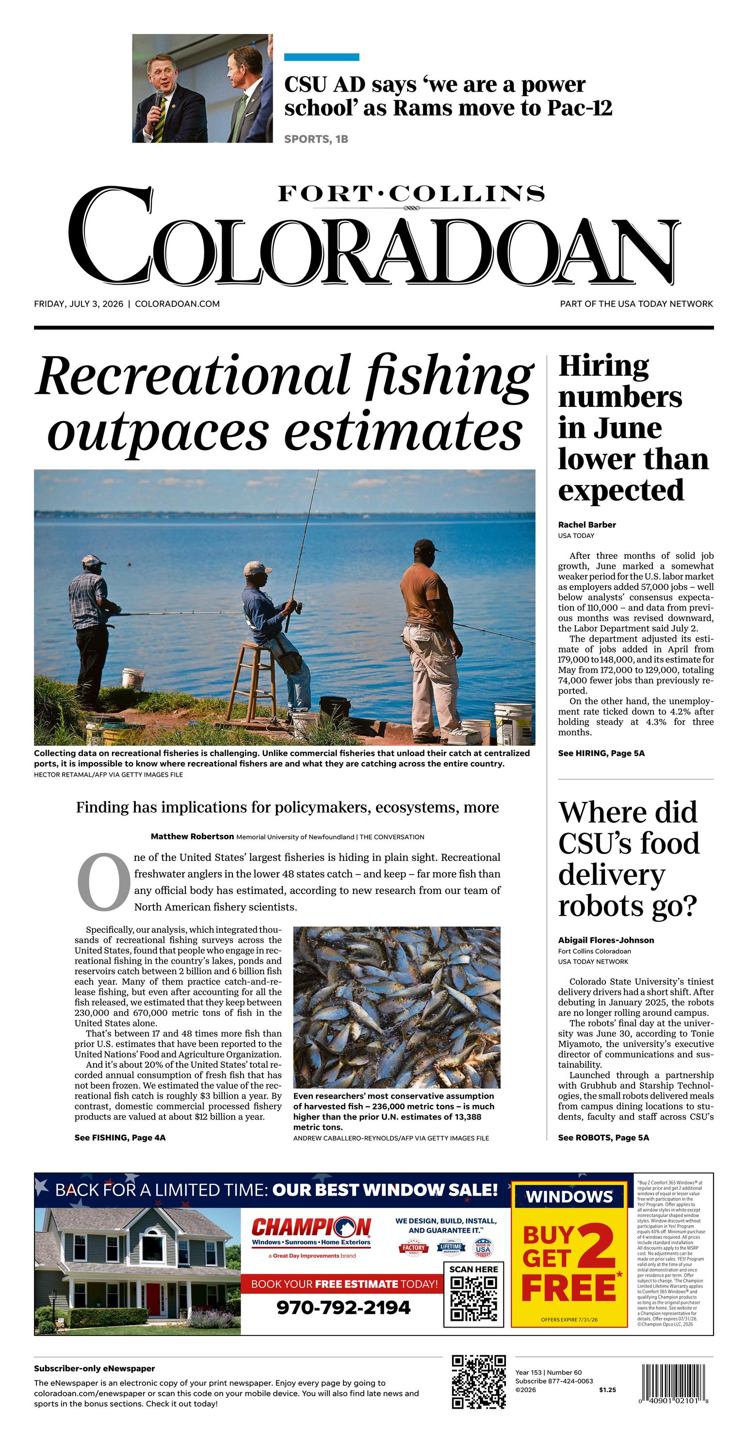Coloradoan Fort Collins Coloradoan Front Page