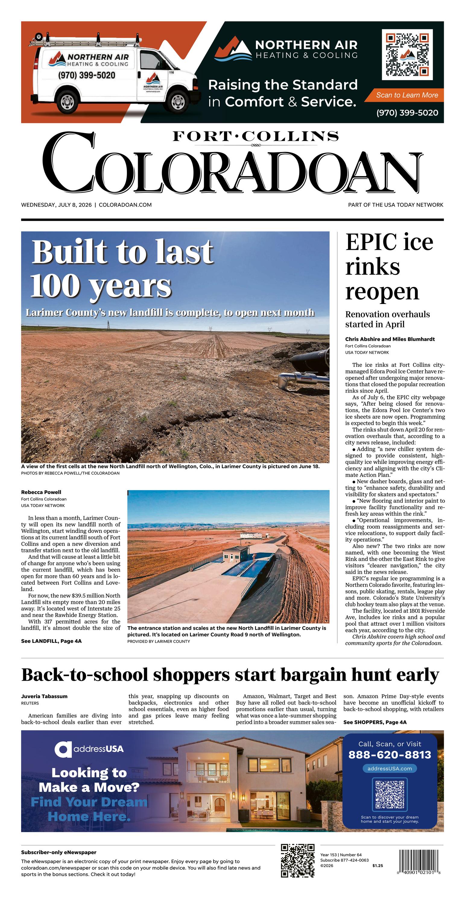 Coloradoan Fort Collins Coloradoan Front Page