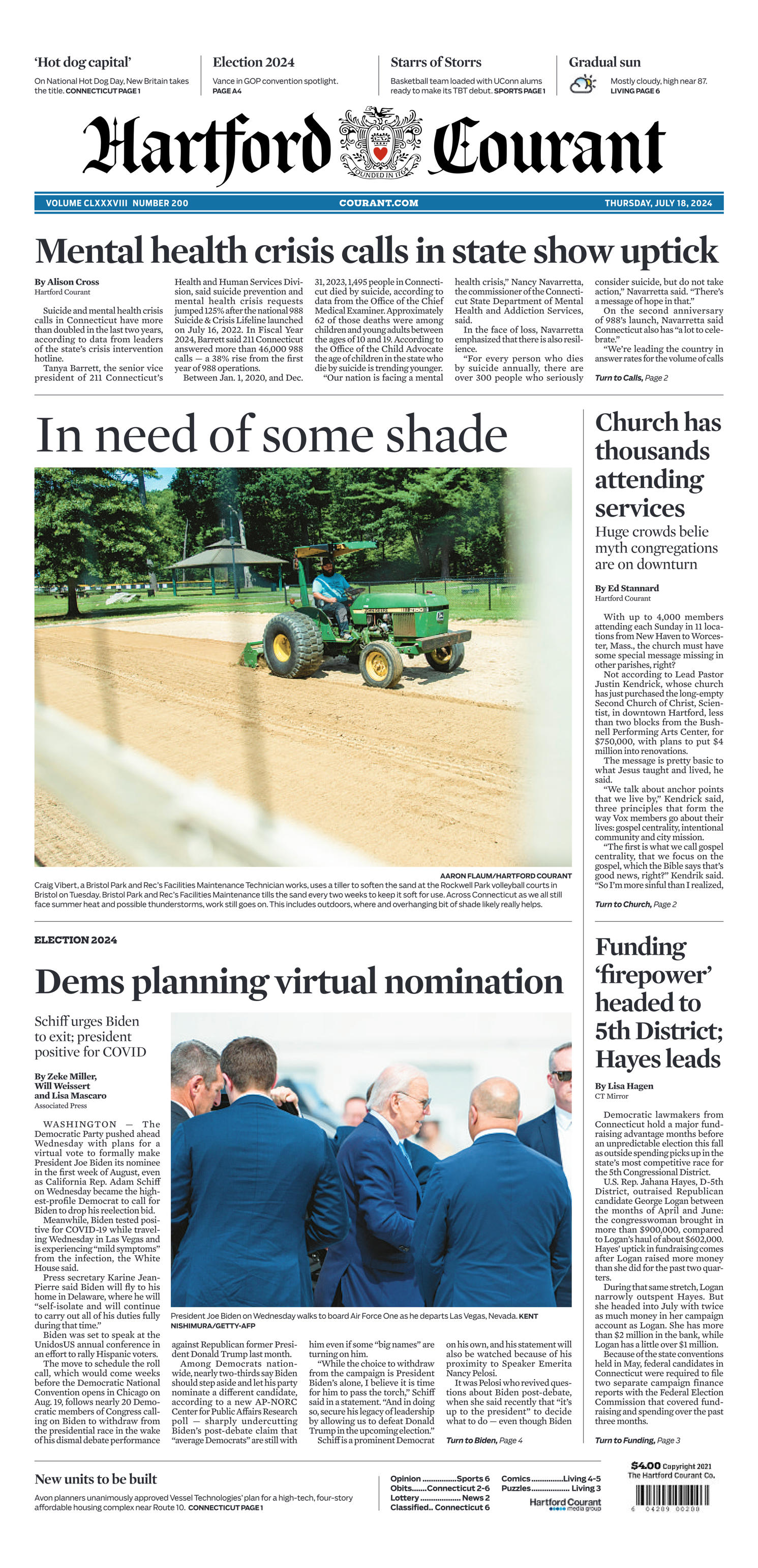 Hartford Courant Front Page