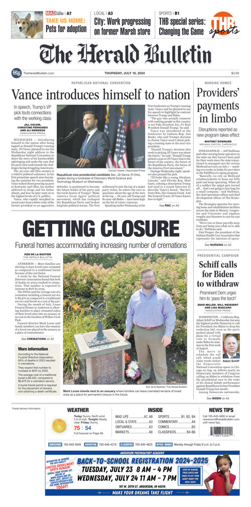 The Herald Bulletin Front Page