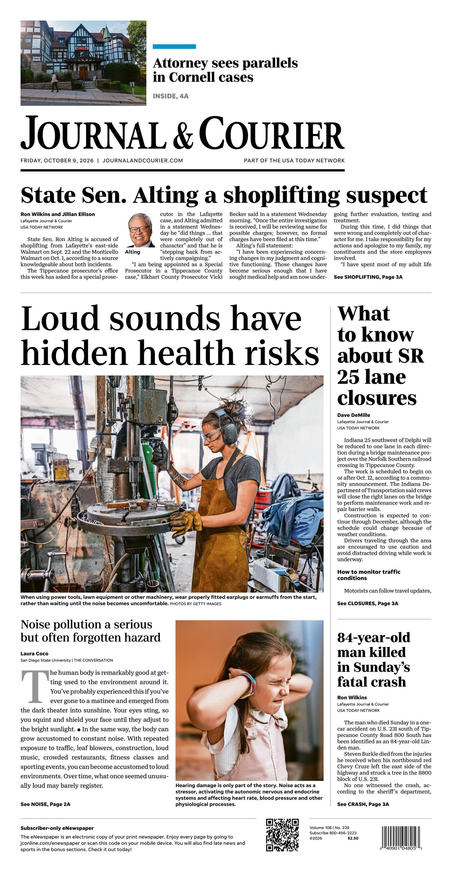 Journal & Courier Front Page