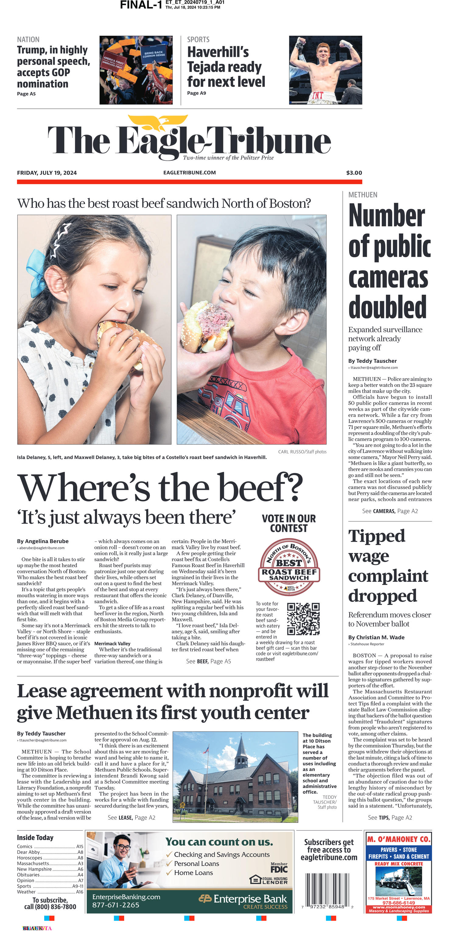 The EagleTribune Front Page