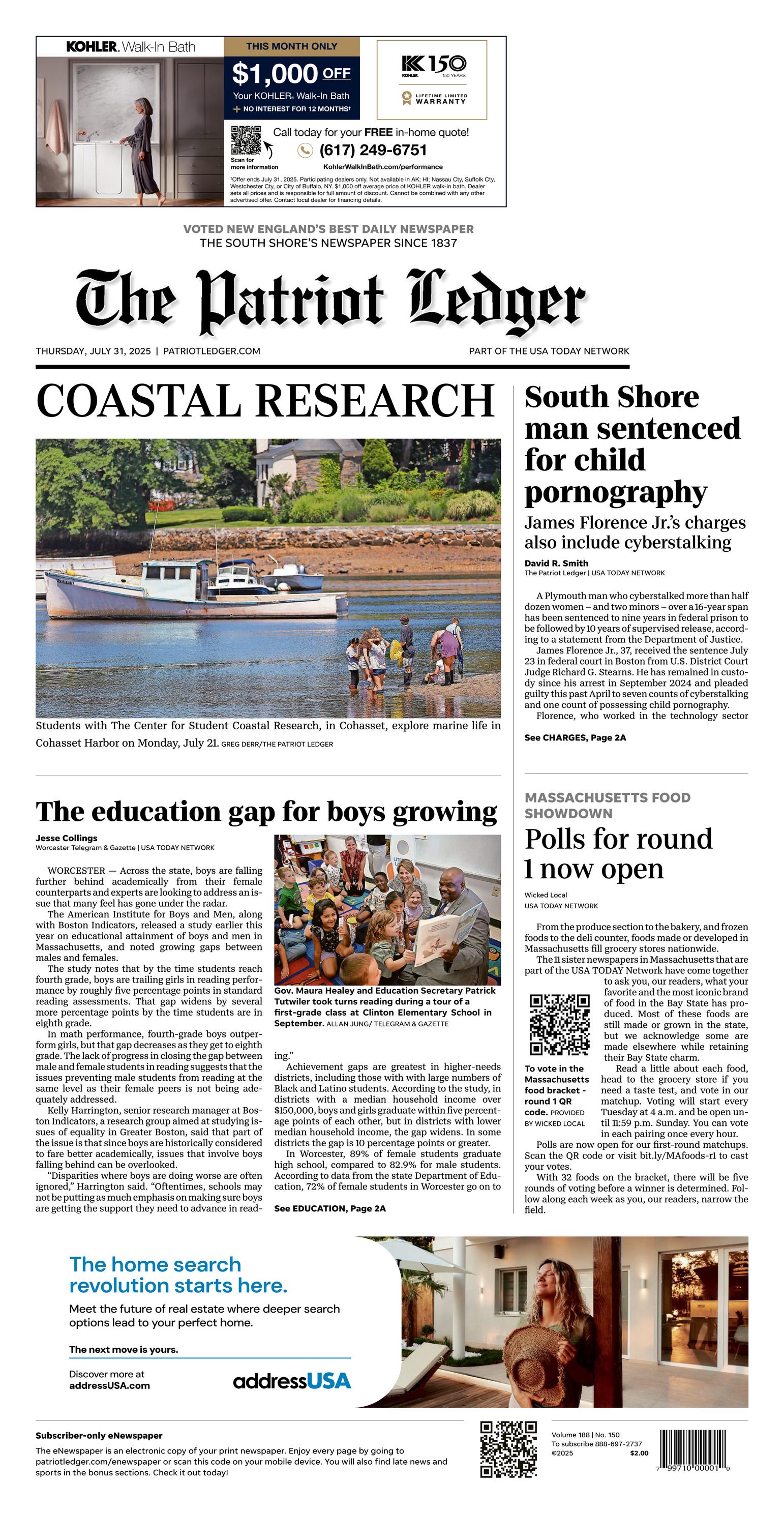 The Patriot Ledger Front Page