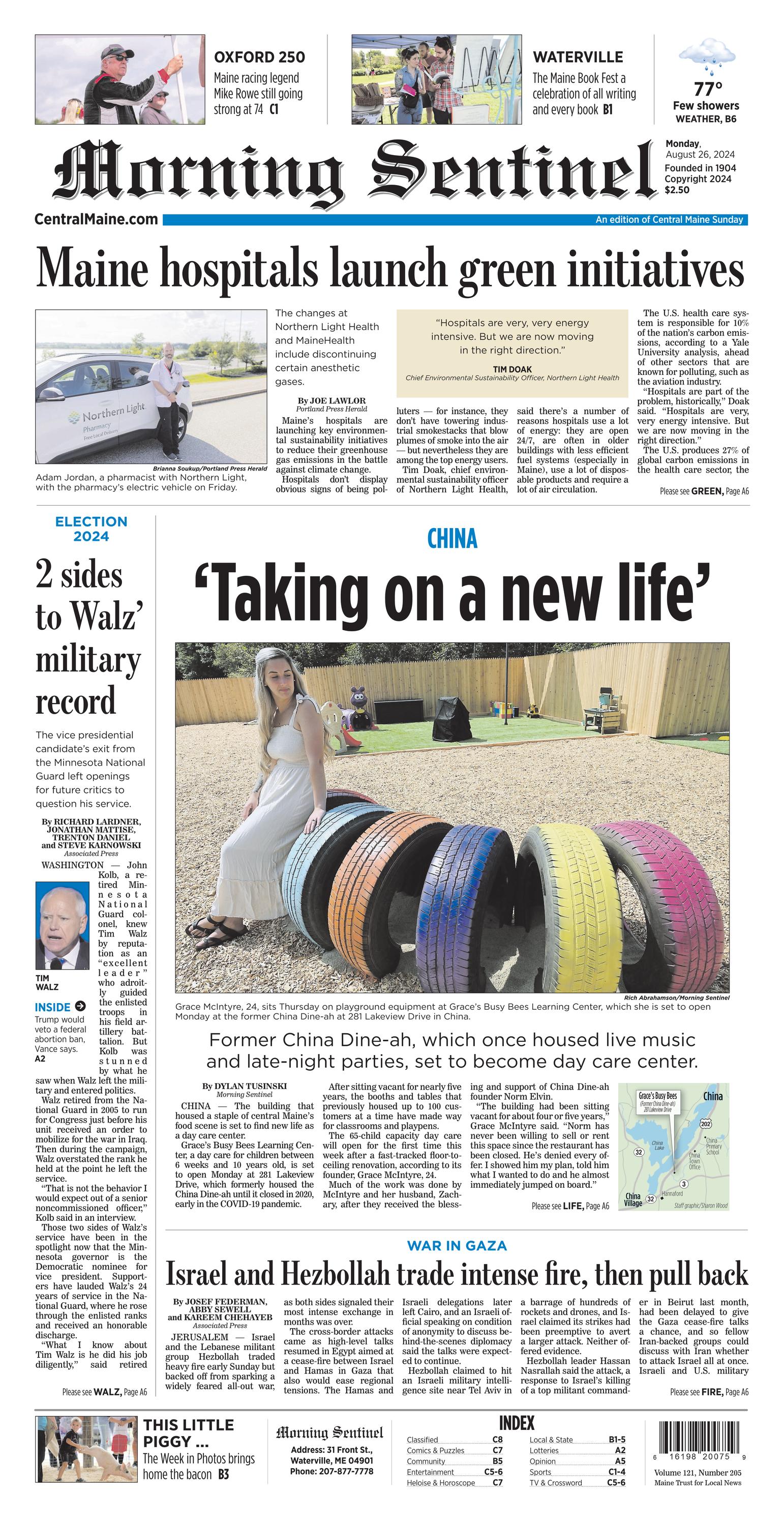 Morning Sentinel Front Page