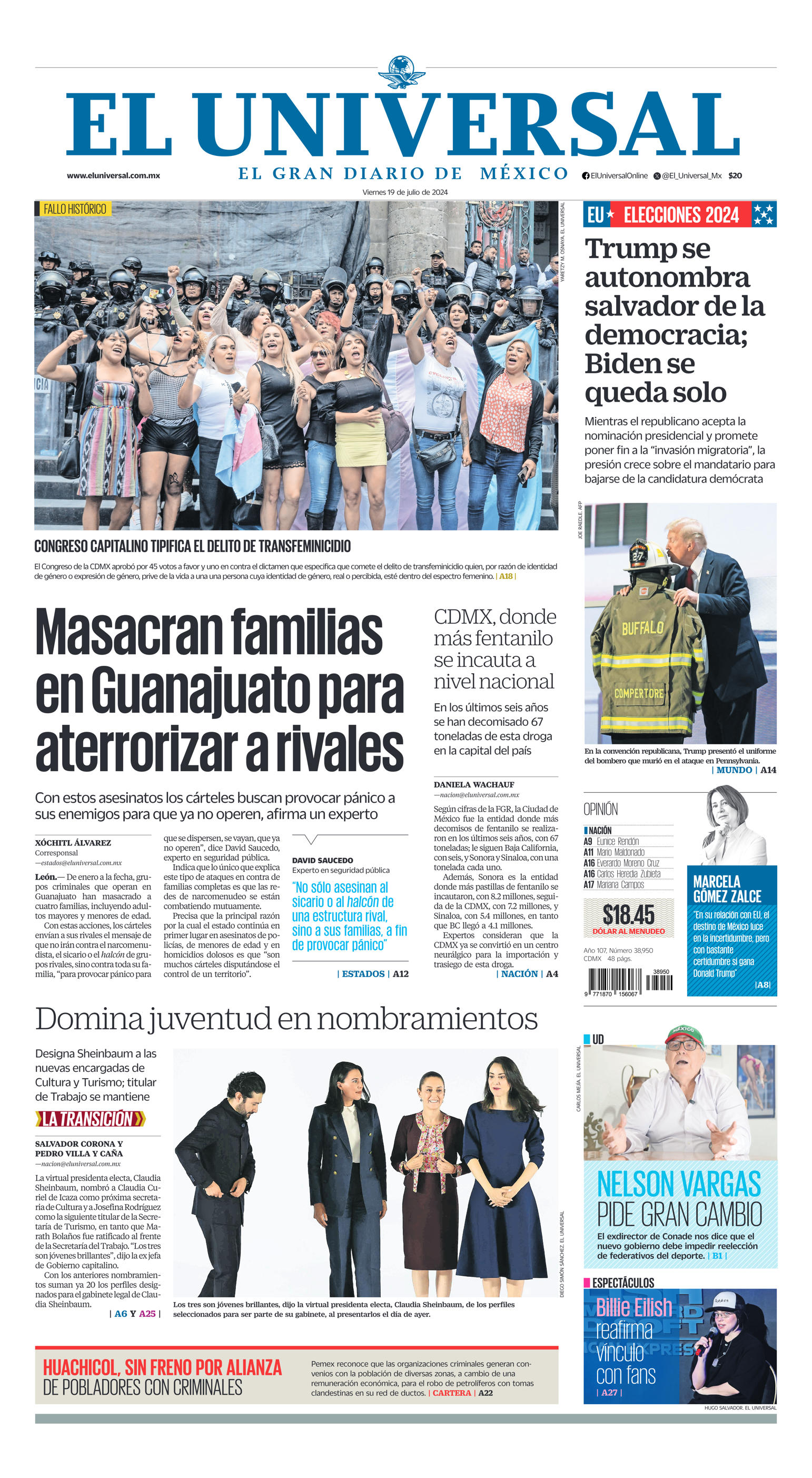 El Universal Front Page 