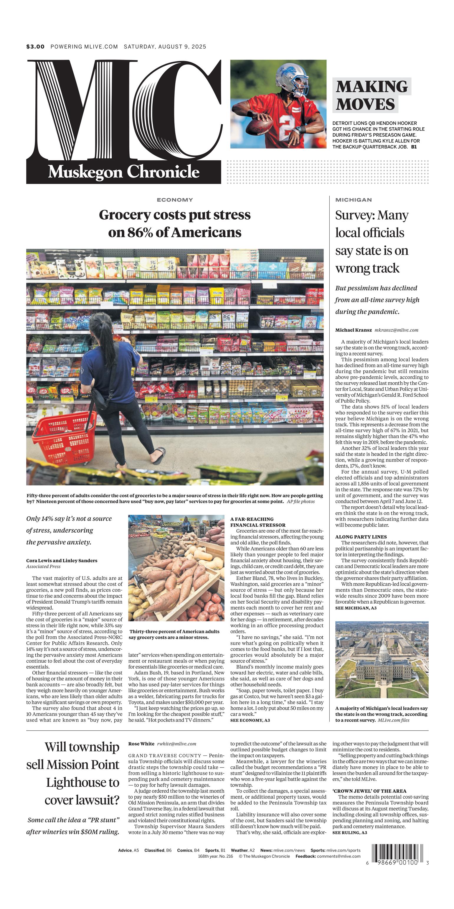 The Muskegon Chronicle Front Page