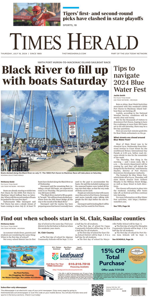 Times Herald Front Page