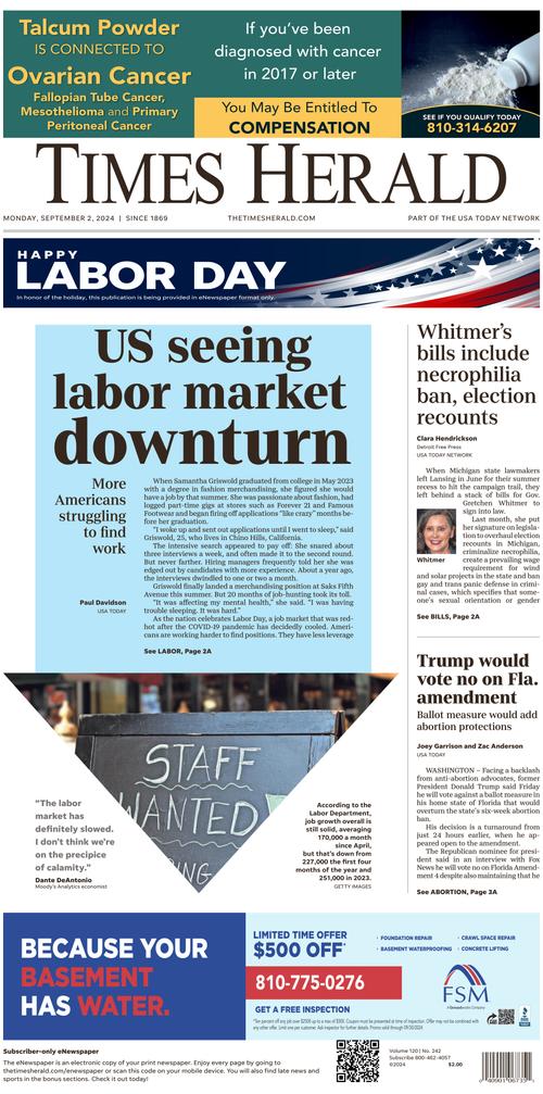 Times Herald Front Page