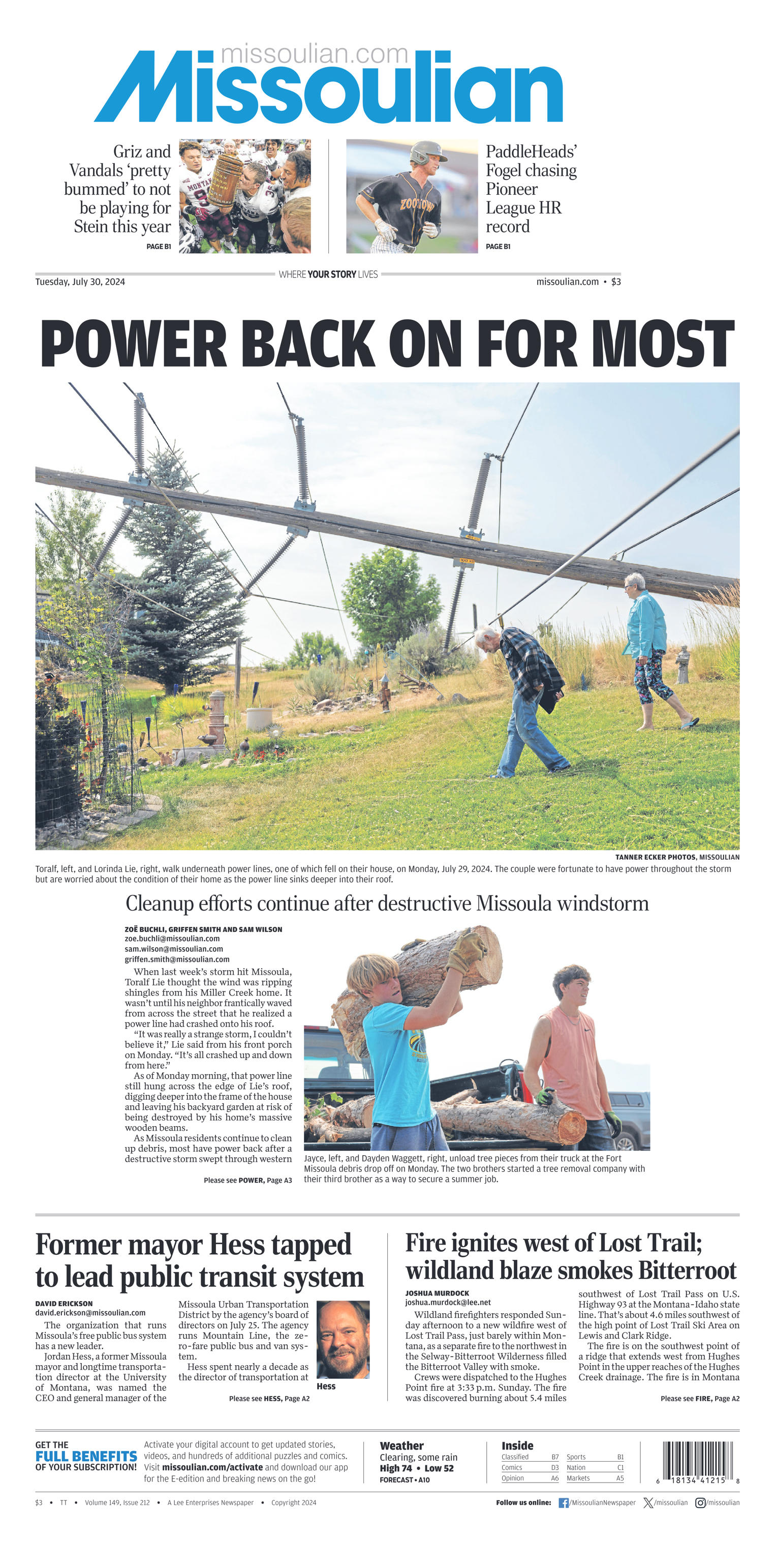 Missoulian Front Page