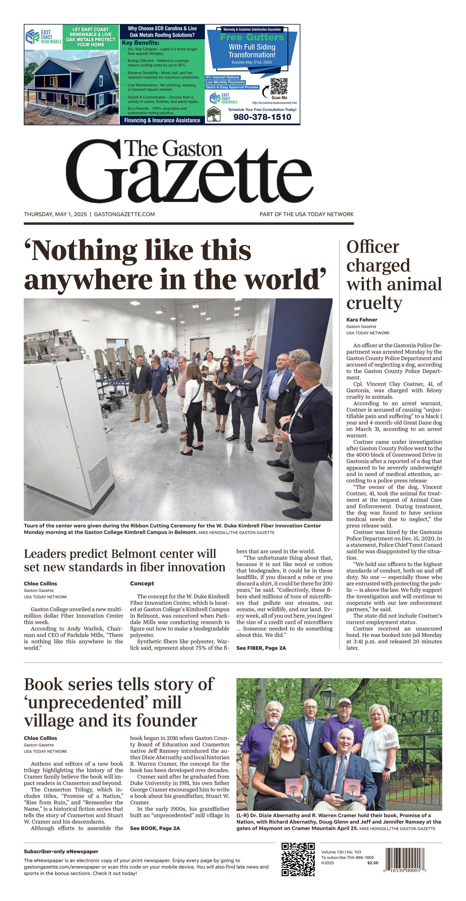 Gaston Gazette Front Page