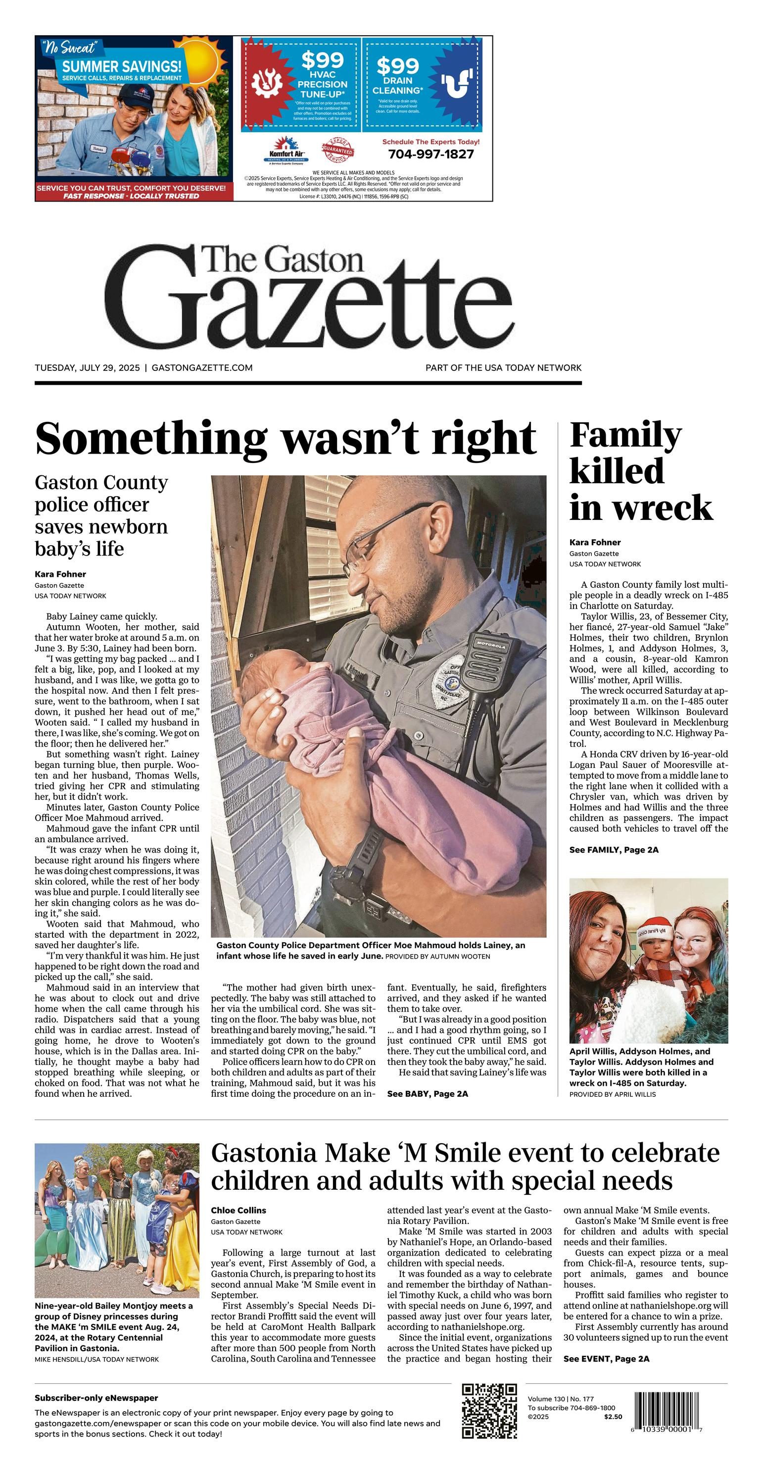 Gaston Gazette Front Page