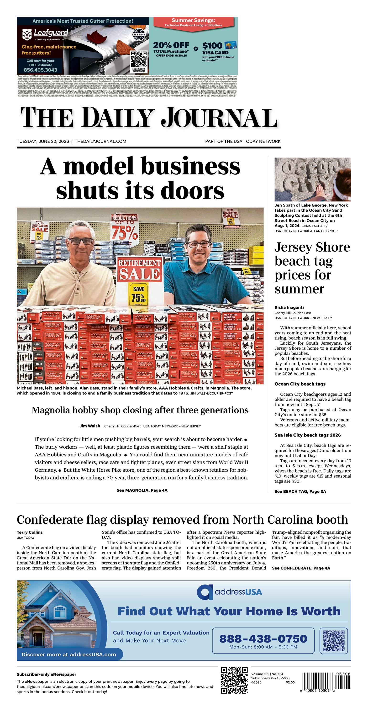 Journal Front The Daily Journal Front Page