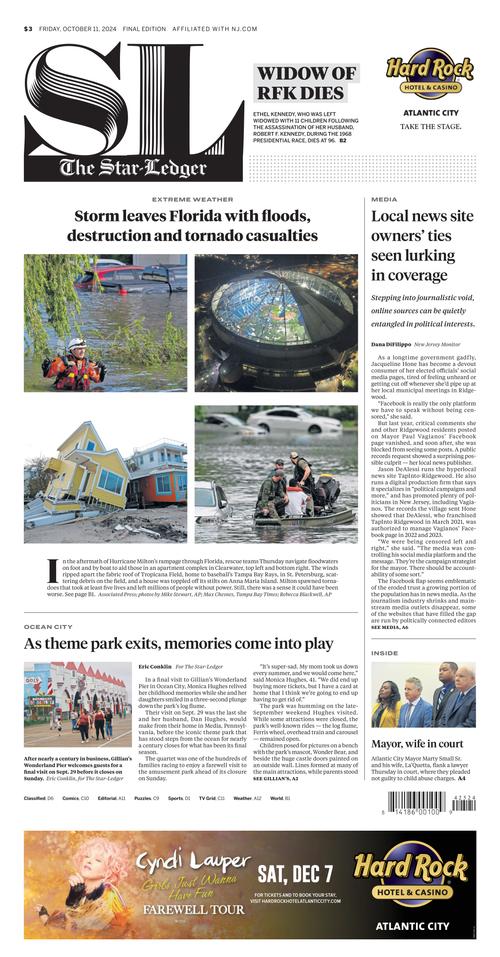 The Star Ledger Front Page