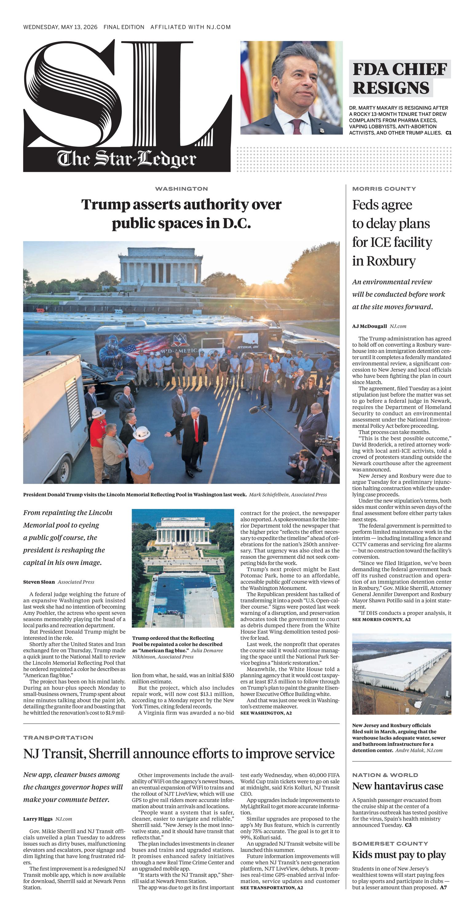 The Star-Ledger Front Page