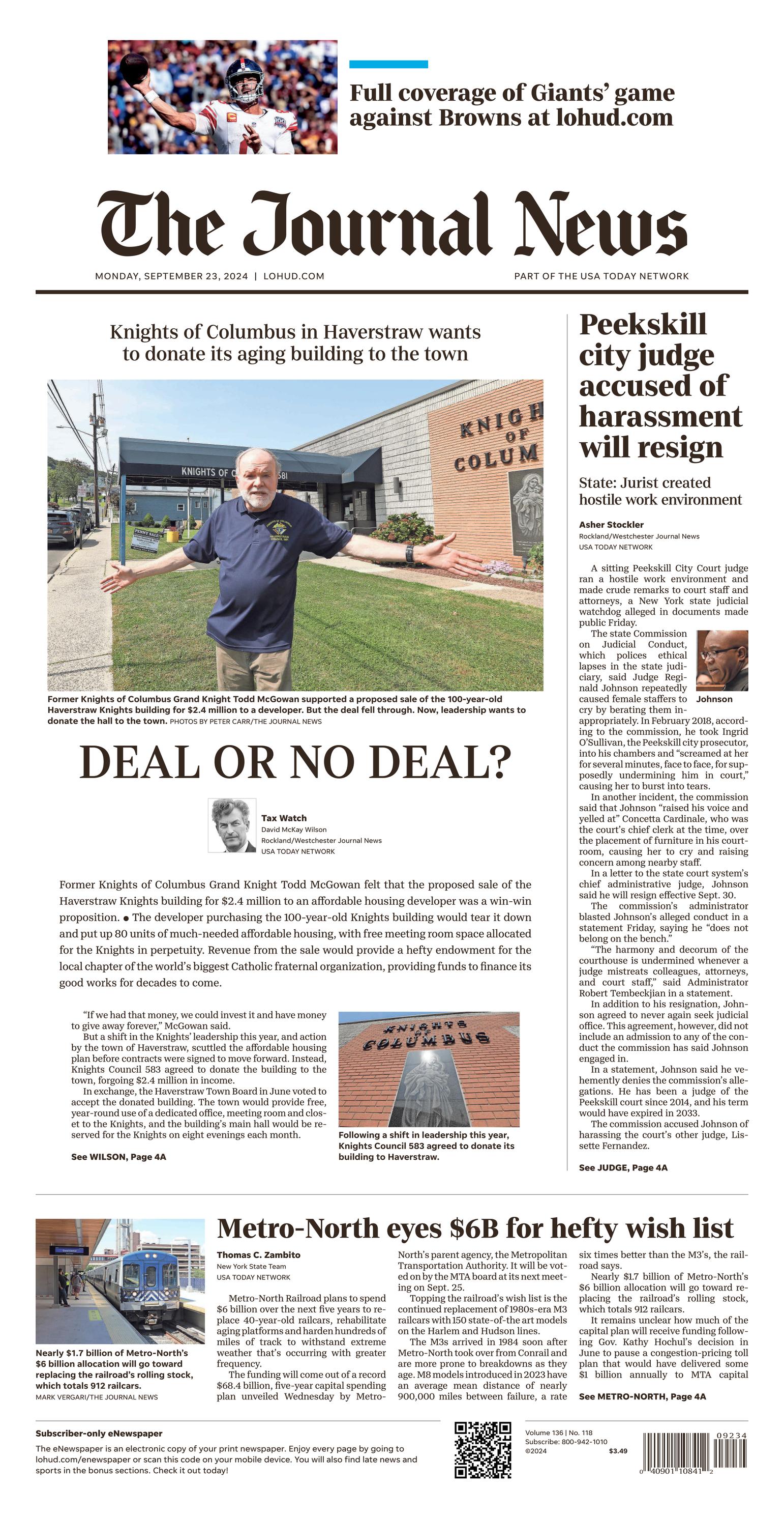 Journal Front The Journal News Front Page
