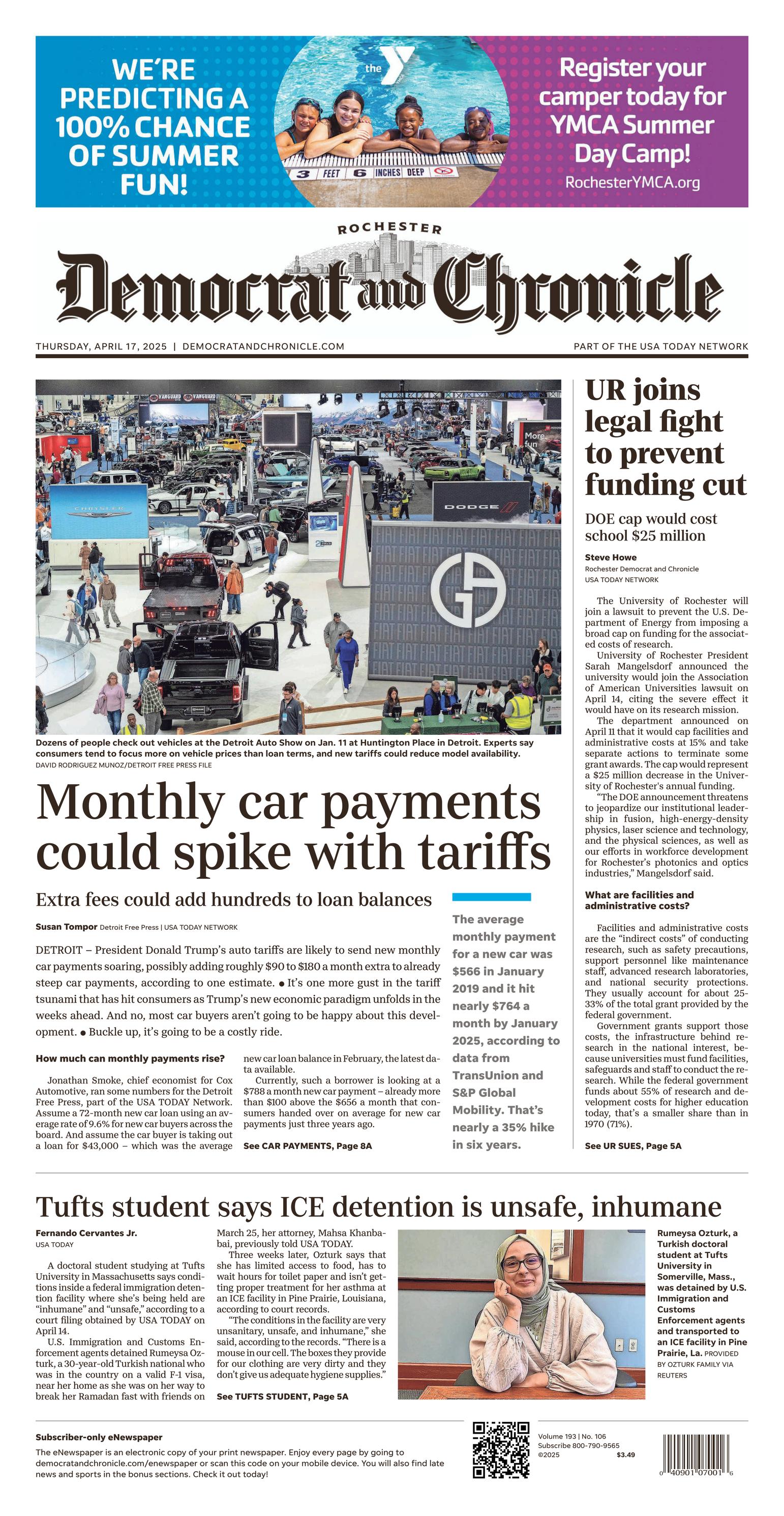 Rochester Democrat and Chronicle Front Page