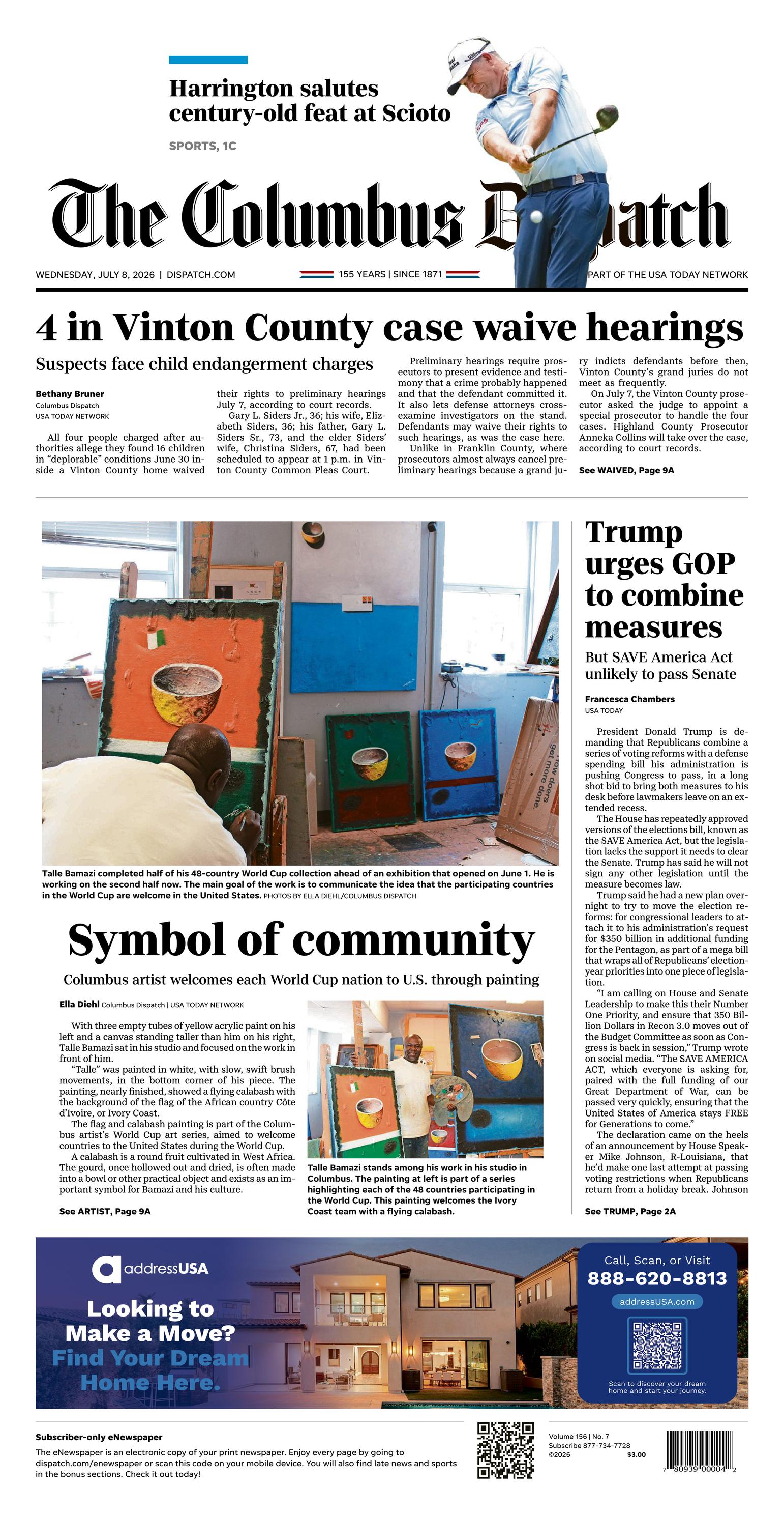 The Columbus Dispatch Front Page