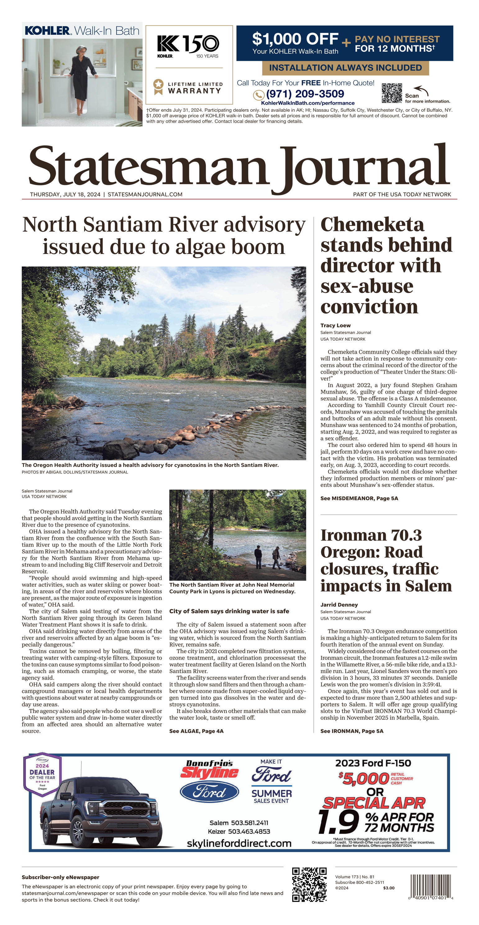 Statesman Journal Front Page
