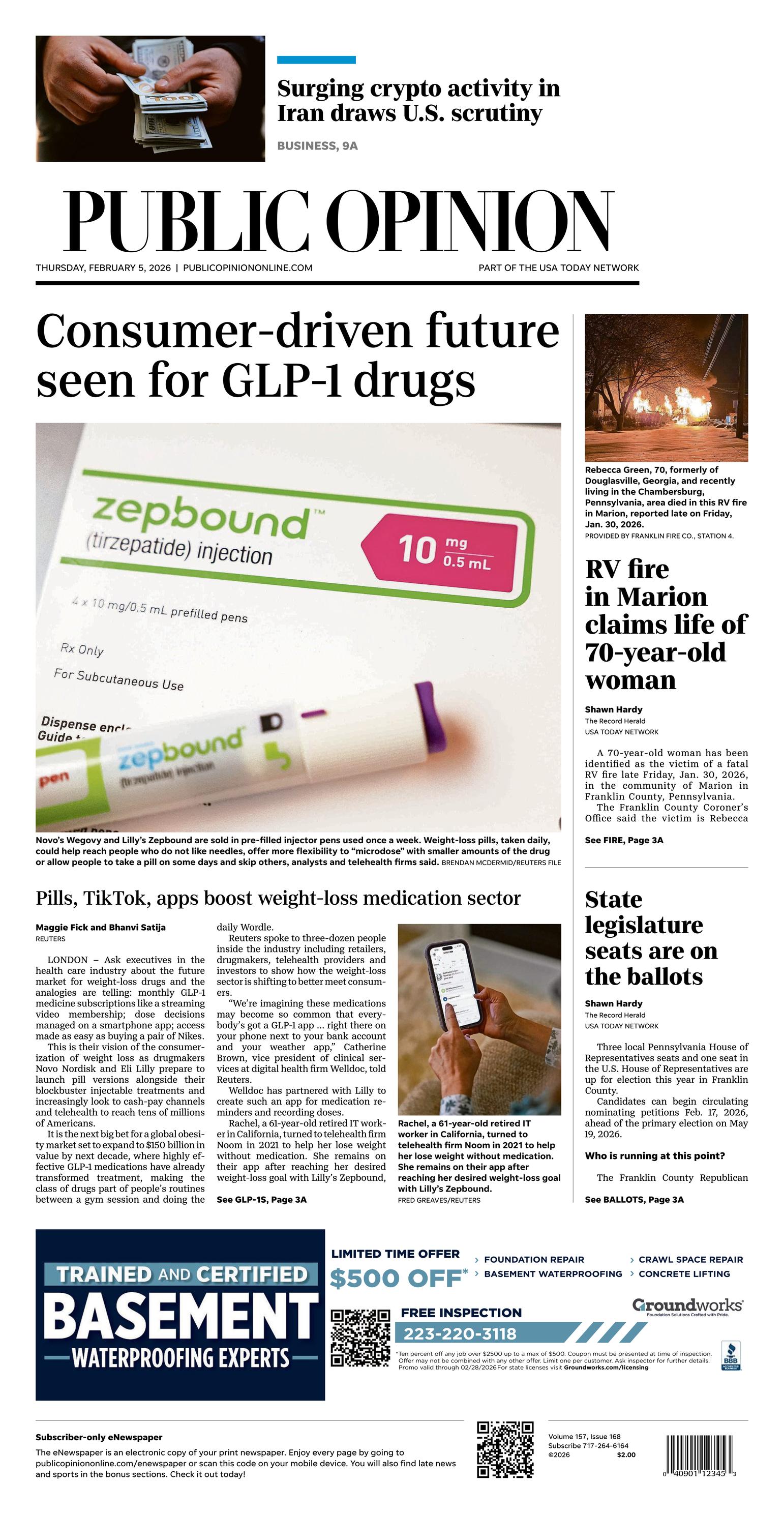 Chambersburg Public Opinion Front Page