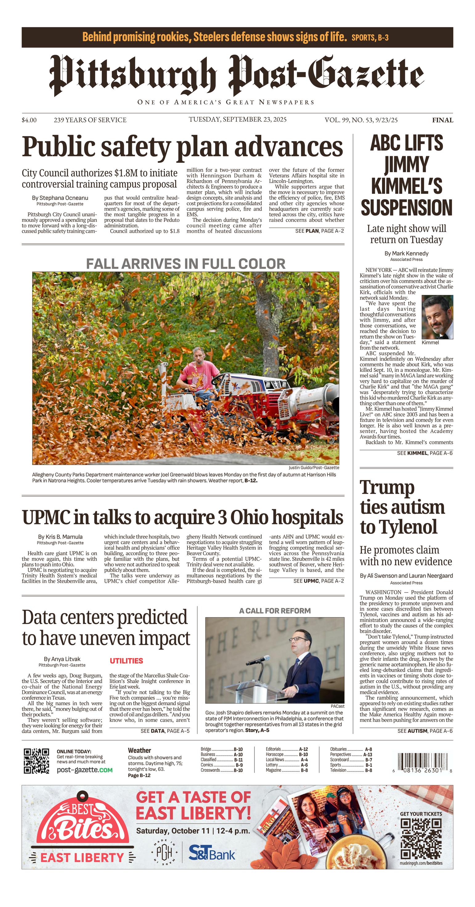 Pittsburgh PostGazette Front Page