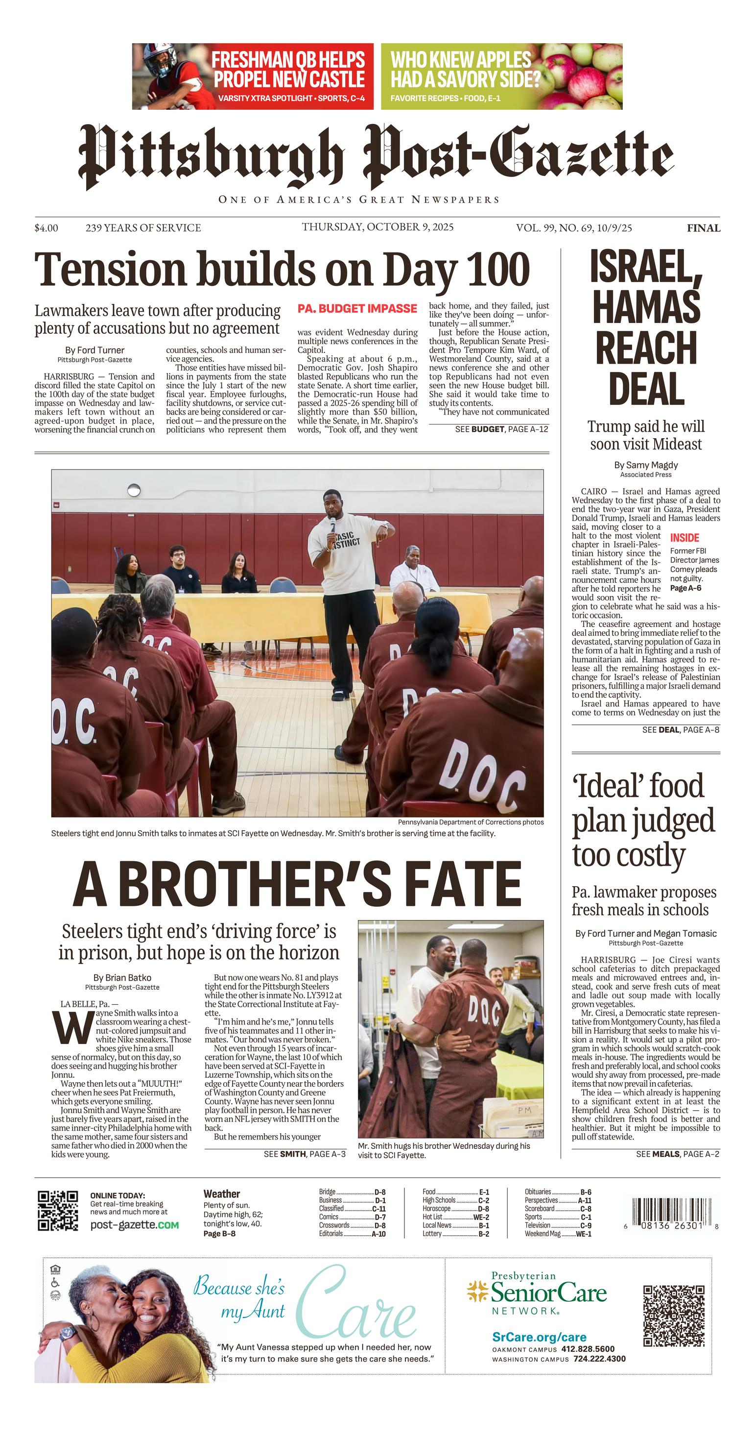 Pittsburgh PostGazette Front Page