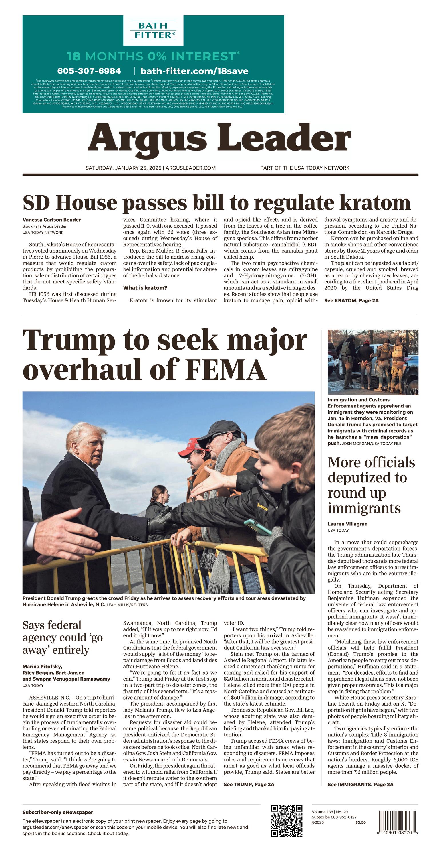 Argus Leader Front Page