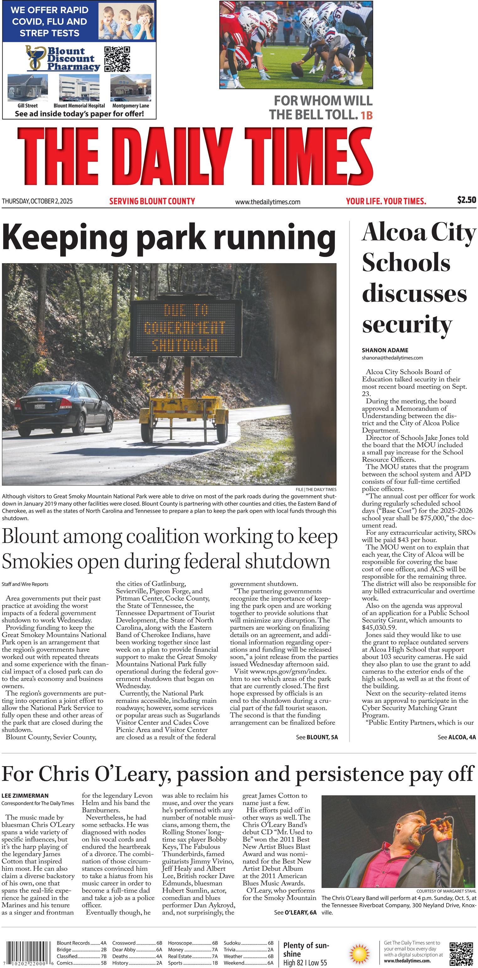 The Daily Times Front Page