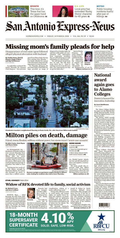 San Antonio Express News Front Page