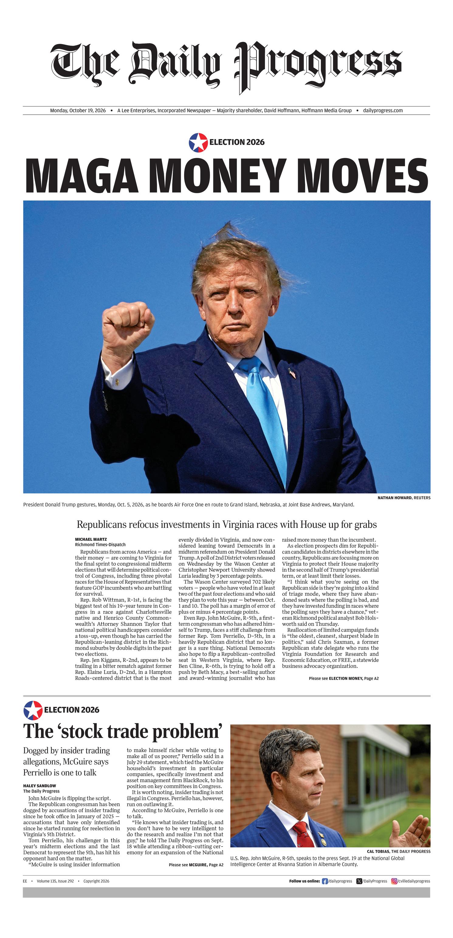 Daily Progress Front Page