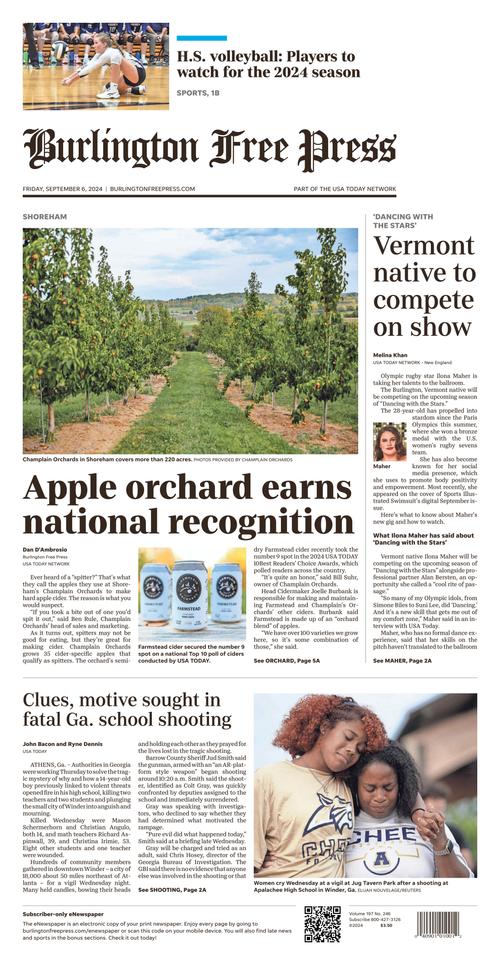 The Burlington Free Press Front Page