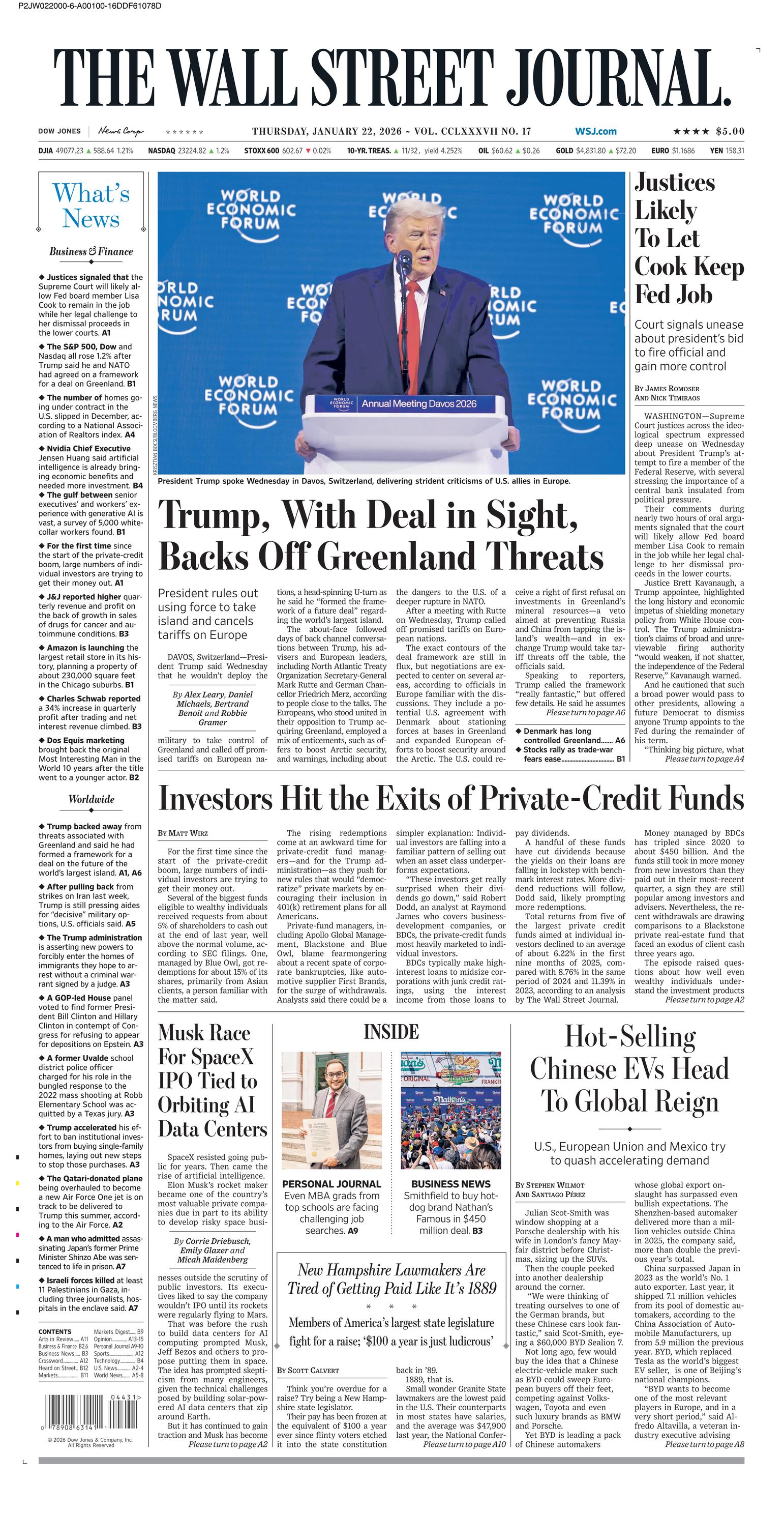 The Wall Street Journal Front Page