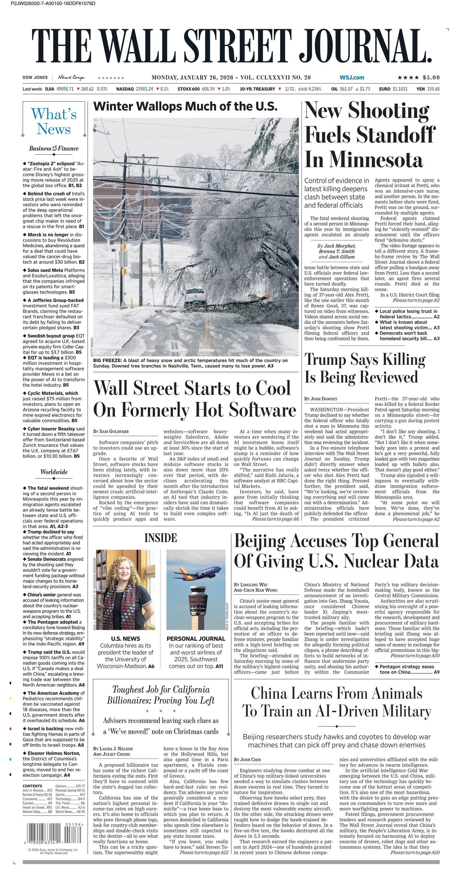 The Wall Street Journal Front Page
